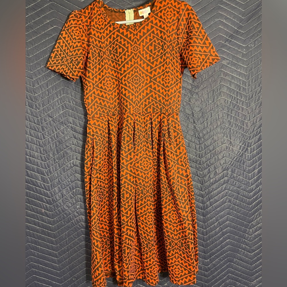 Women's LuLaRoe Midi Graphic Zip-up Formal Dress